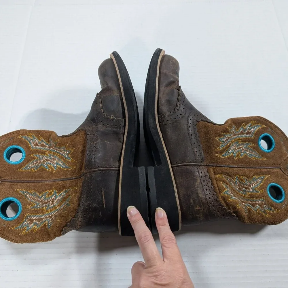 Ariat Fatbaby 6.5 Brown and Turquoise Cowgirl Western Boots Festival
